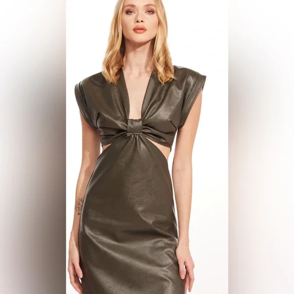 Eva Franco | Dresses | Eva Franco Vegan Leather Green Dress | Poshmark